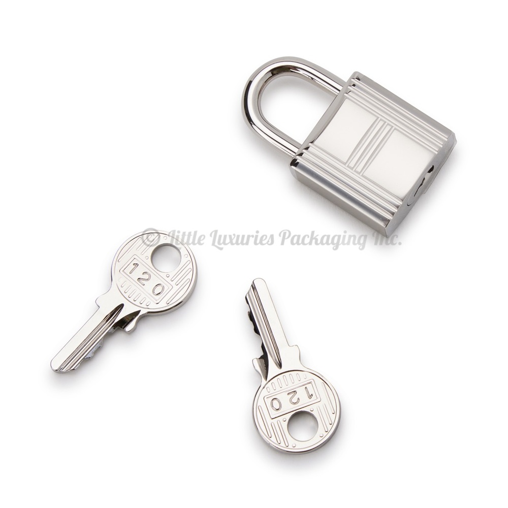NEW Authentic Hermes Palladium Cadenas Lock Padlock & 2 Keys Set w Plastic Seal